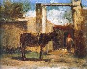 Camille Pissarro Farm before the donkey oil painting artist